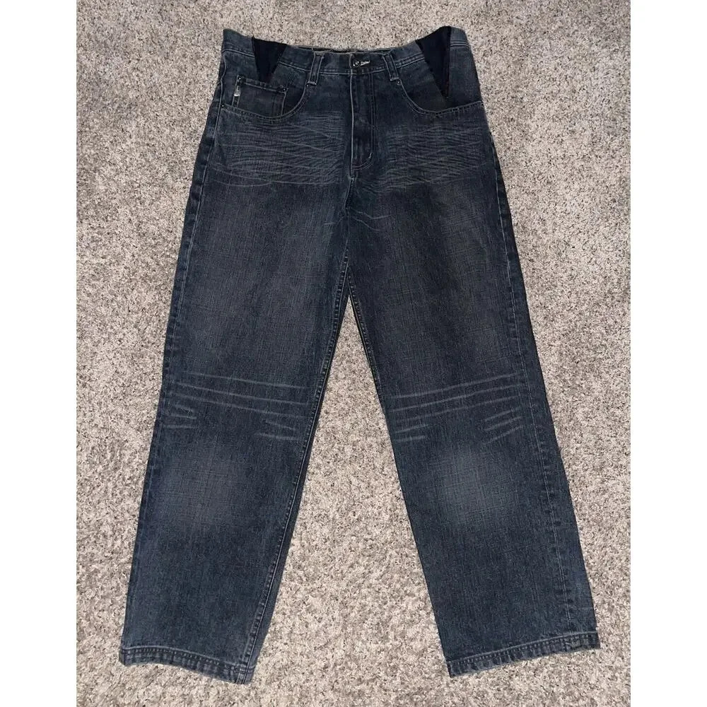 Vintage‎ Pepe Jeans London 40x32 Baggy Faded Dark Wash Wide Leg Cyber Grunge Y2K